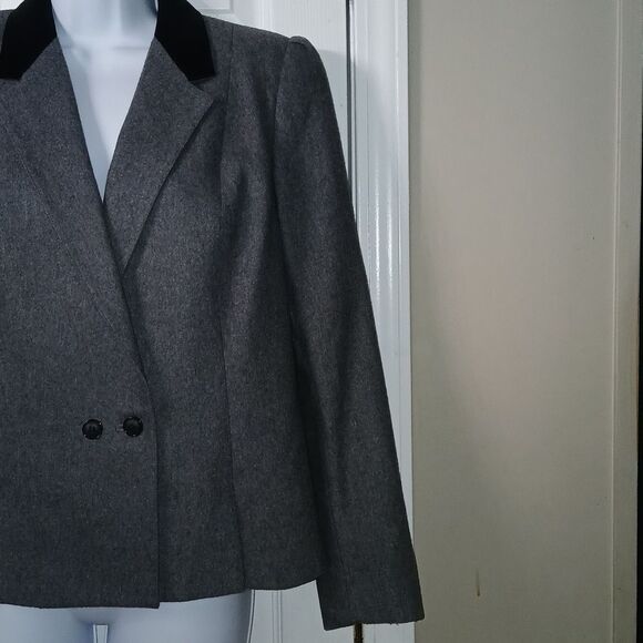 Sasson vintage double breasted gray wool blend cropped blazer   Sz 12   NWOT - Picture 2 of 8